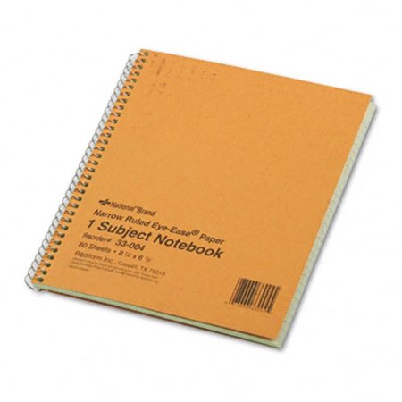 Subject Wirebound Notebook- Narrow Rule- 8-1/4 x 6-7/8- Green- 80 Sheets - NATIONAL BRAND 33004
